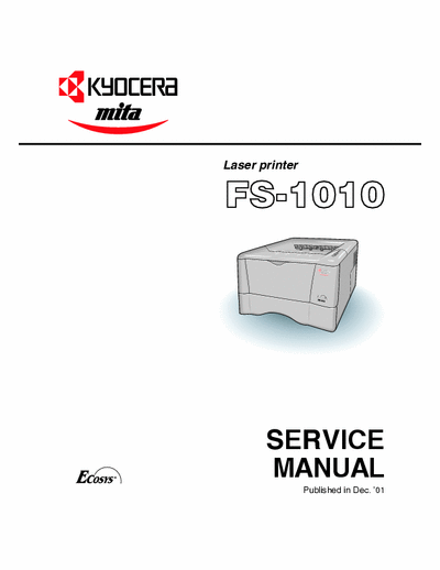 Kyocera FS-1010 Kyocera FS-1010 Laser Printer Service Manual